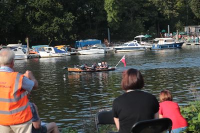 The winner of the Great River Race on Handicap. Boat no 5, name Salty