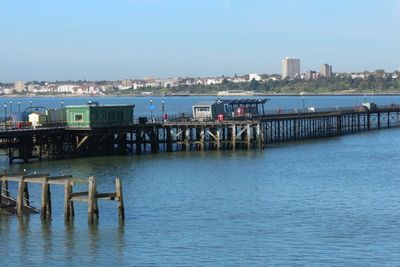 A few buildings near the end of the pier