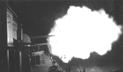 Night firing the 8 inch guns