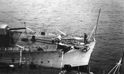 Bow damage on HMS Wishart