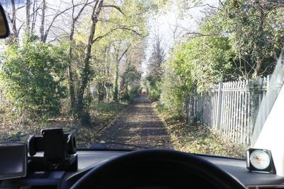 Driving down the lane in the autumn