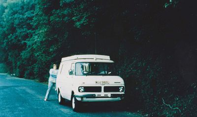 BEC with Bedford parked in lay by on A249