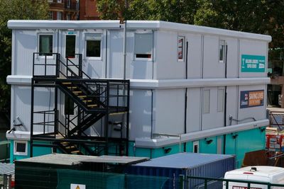 Temporary offices above tunnel