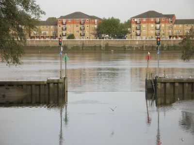 Wandle joins the Thames nearly at low tide