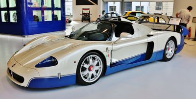 Maserati blue and white. This is my local car dealer, I am not a customer