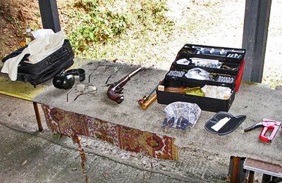 Ready to shoot the Lepage black powder pistol