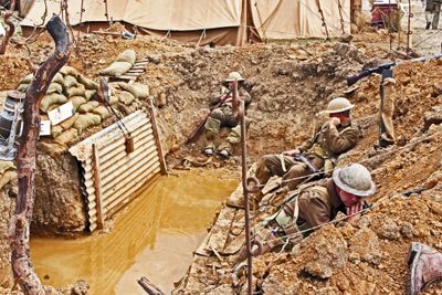 English dug in a trench