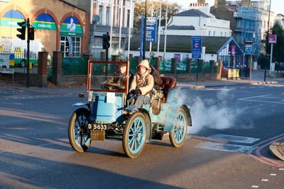 A 1900 steam engine car.
