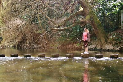 Young girl is thinking twice about crossing