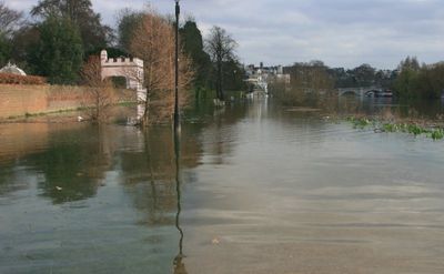 The Towpath to Richmond Bridge is under lots of water