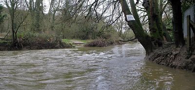 The stones are 4 to 5 feet under the river