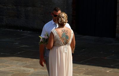 There was a wedding there, dont know if she was the bride or not
