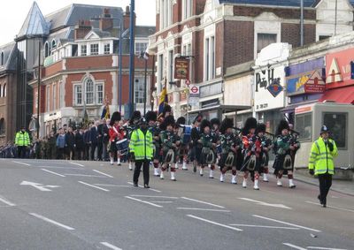 Armistace day parade in Putney High Street