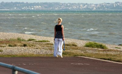 A very windy day at the seaside
