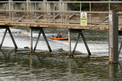 Fishing in the weir pool
