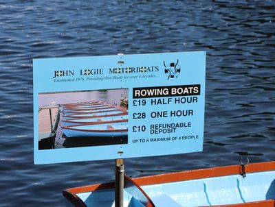 Cost to hire a small row boat
