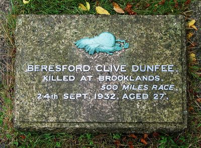 Killed at Brooklands, Beresford Clive Dunfee