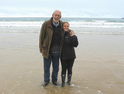 Me and my grandad on the beach.