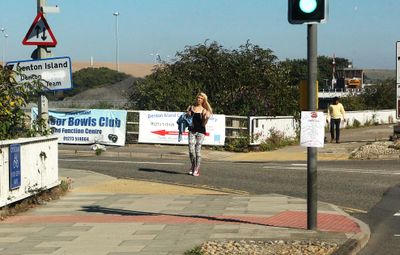 By the traffic lights