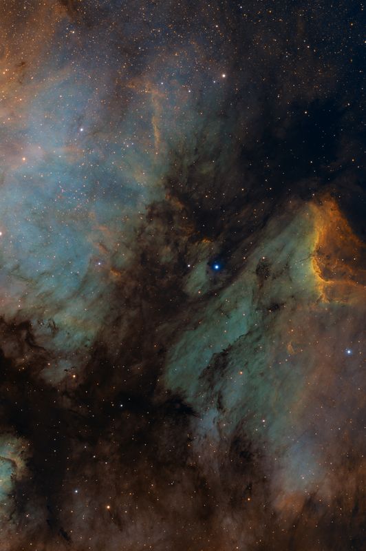 Pelican Nebula area Hubble Palette