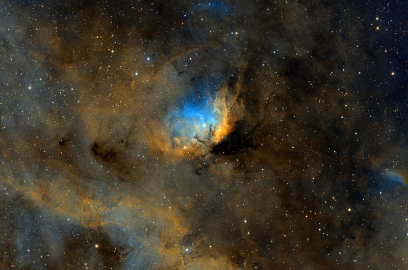 SH2-101 the Tulip Nebula in SHO palette crop