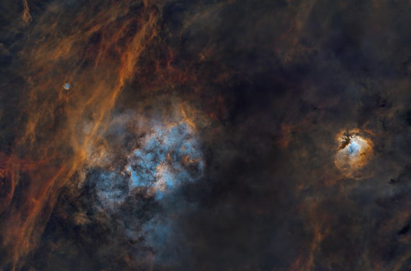 SH2-116 SH2-115 SH2-112 and Abell 71 Planetary Nebula SHO starless