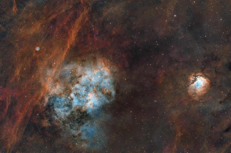 SH2-116 SH2-115 SH2-112 and Abell 71 Planetary Nebula SHO (1600)