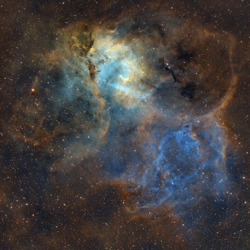 SH2-132 the Lion Head Nebula SHO reprocessed