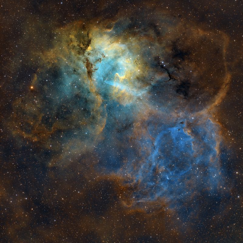SH2-132 the Lion Head Nebula SHO reprocessed...again