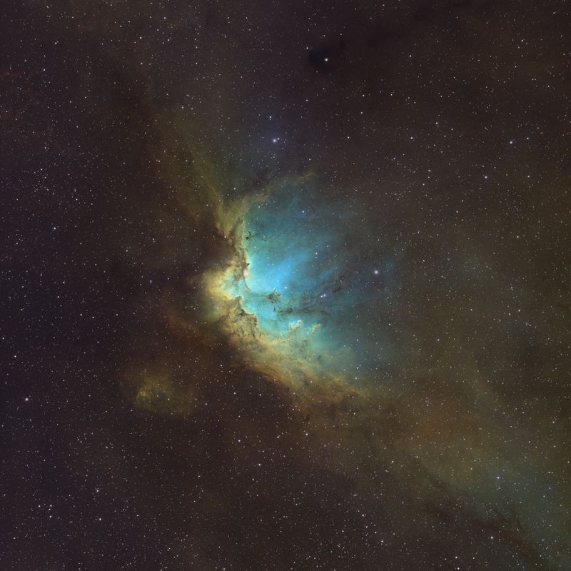 The Wizard Nebula in Hubble Palette SHO crop