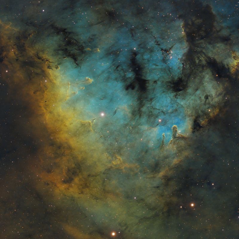 Pillars of NGC 7822 in SHO
