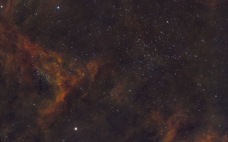 M38 NGC1912 and planetary nebula Abell 9 SHO Hubble Palette