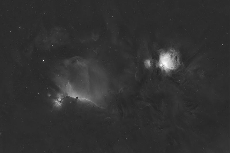 Orion Nebula and Horsehead Nebula wide field