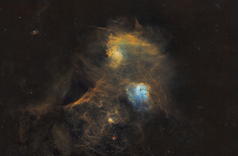 Flaming Star and Tadpoles Nebulae, Spider and the Fly SHO