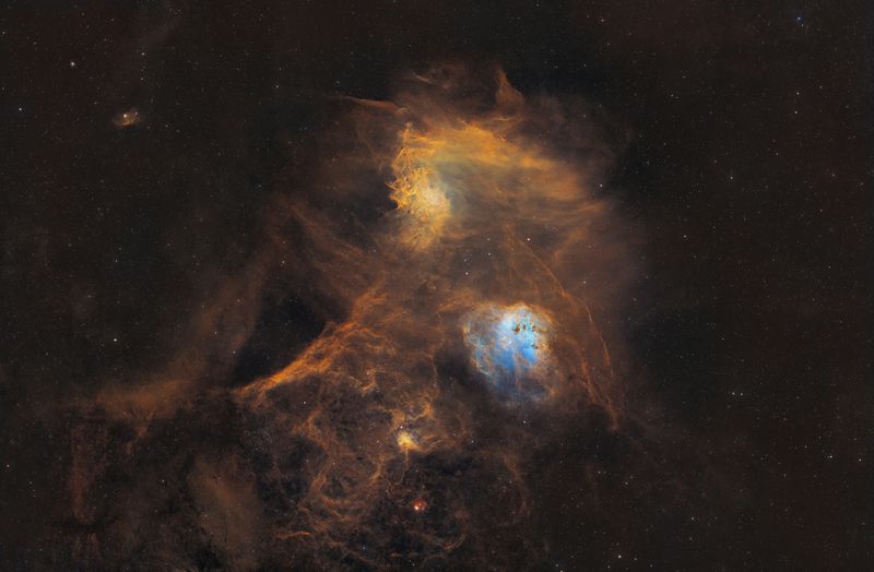 Flaming Star and Tadpoles Nebulae, Spider and the Fly SHO