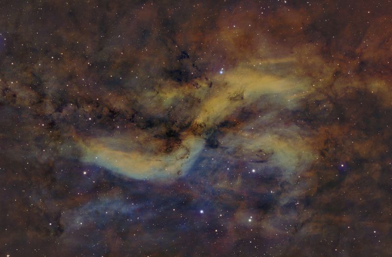 Simeis 57 the Propeller Nebula SHO Hubble Palette reprocessed