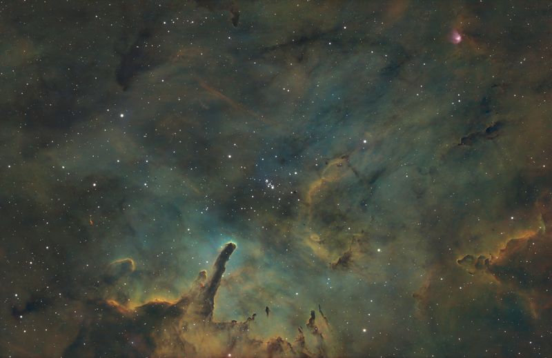 SH2-86 emission nebula in Velpecula Hubble Palette