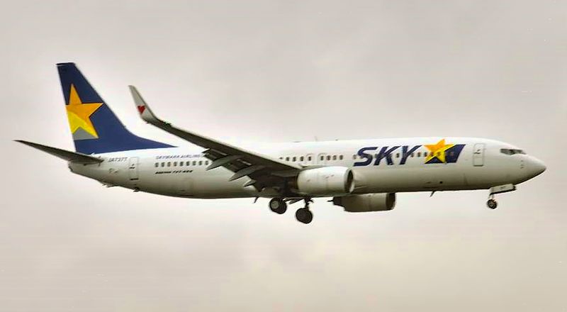 Skymark, Boeing B-737-800,JA737T, Landing In The Rain