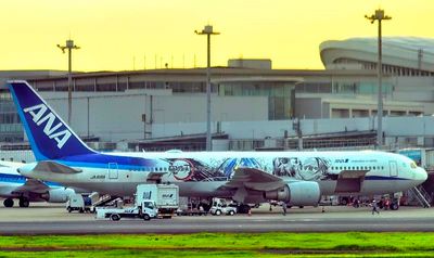 ANA Boeing B-767/300, JA616A, Manga Livery, At Gate