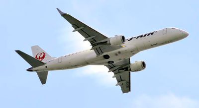 J-Air (JAL) EMB-175, JA243J, Emerging From Clouds, Approach To Tokyo Haneda Airport