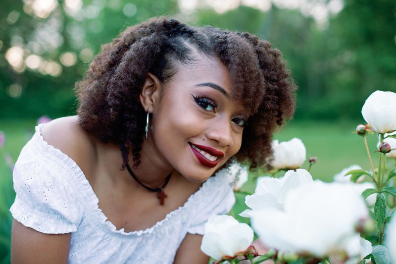 High School Senior Girl with Flower