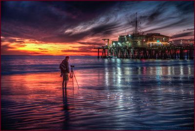 Santa Monica Pier Fiery Sunset Contemplation