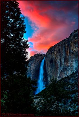 Yosemite Falls Fiery Sunset