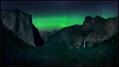 Rare Aurora Borealis in Yosemite 