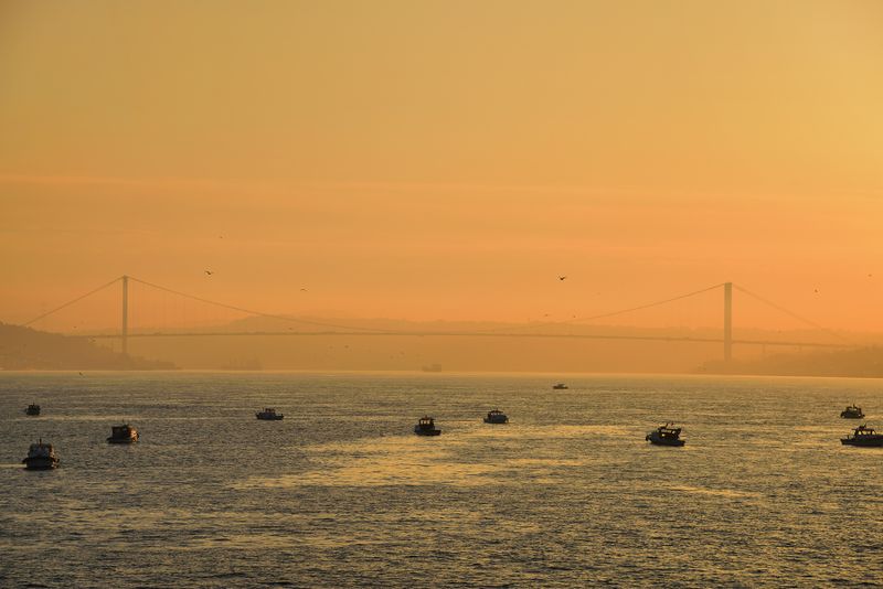Istanbul, view on The Bosphorus Bridge 