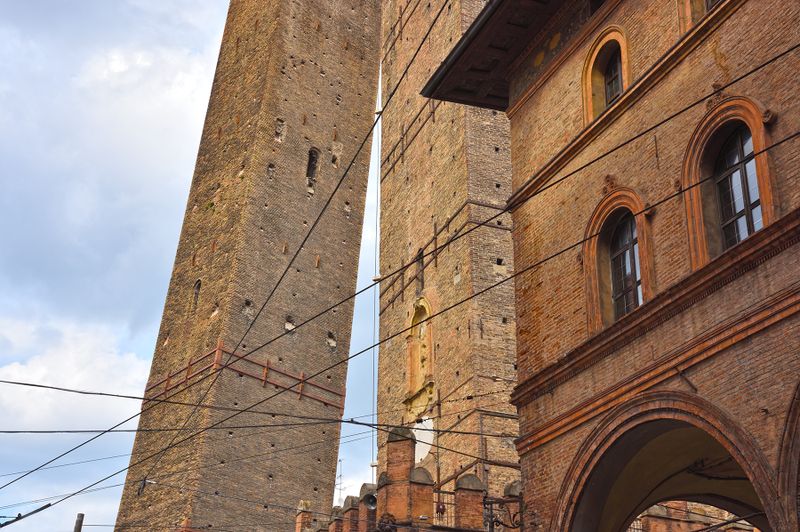 Bologna, the Two Towers, Asinelli and Garisenda (falling), XII