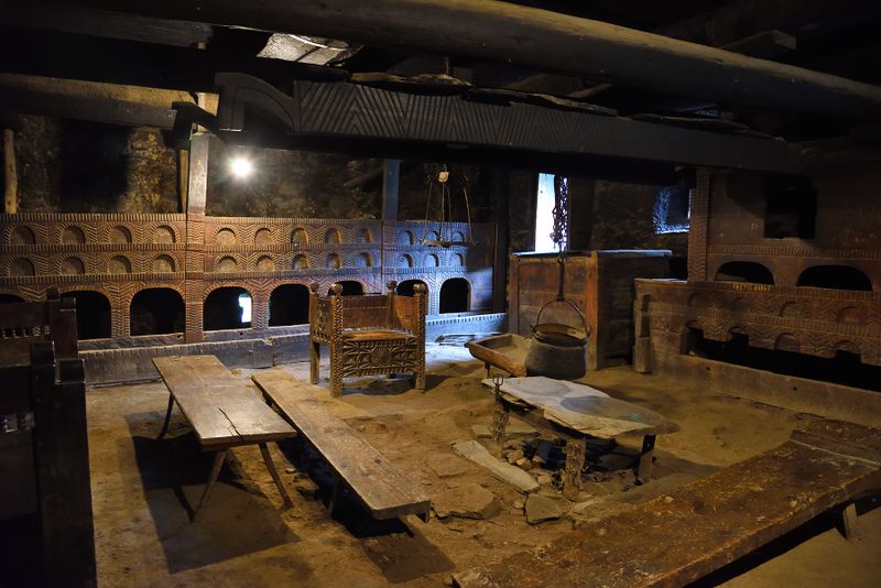 Mestia, a typical Svan house at XII