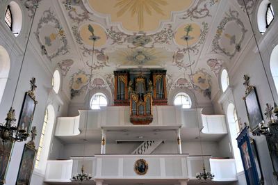 The organ and painted ceiling