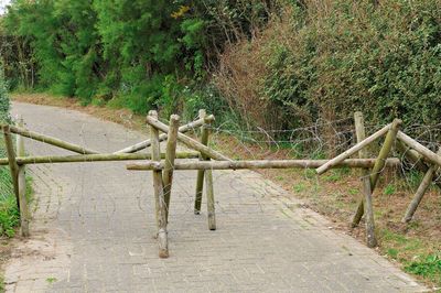 Roadblock with barbed wire