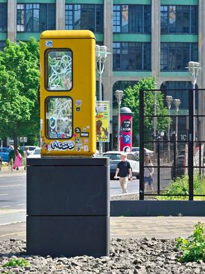 Yellow telephone box